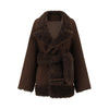 OUDE WAAG 25 Fall/Winter Teddy/Wool Patchwork Oversized Coat OW-OW-25AW-CT07W1BR440-KAFEI Coffee